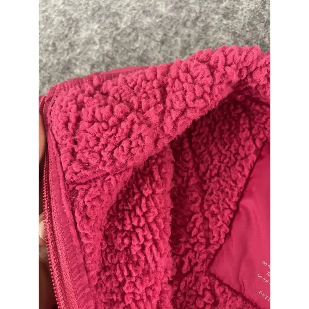 LL Bean Jacket Women’s Medium Pink Windbreaker Pockets Lined Fur N313